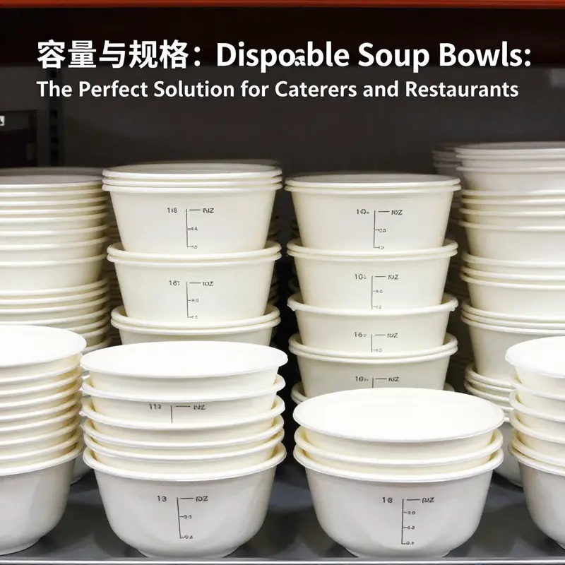 A variety of disposable soup bowls highlighting different materials and finishes.