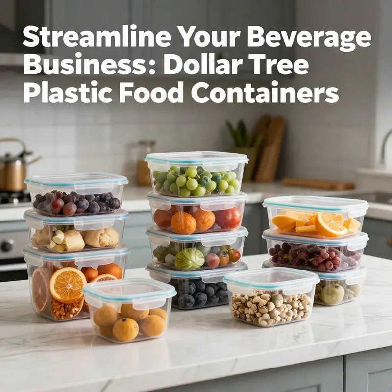 A vibrant kitchen displaying a variety of Dollar Tree plastic food containers filled with assorted food items, highlighting organization.