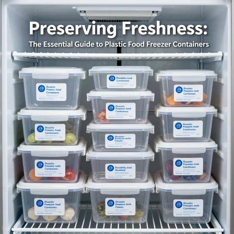 An assortment of freezer-safe plastic containers showcasing their durability and organization in a commercial kitchen.