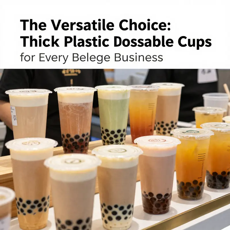 Thick plastic disposable cups proven durable in a bubble tea shop environment.