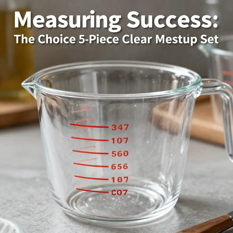 The Choice 5-Piece Clear Plastic Measuring Cup Set in action, demonstrating its user-friendly design and measurement accuracy.