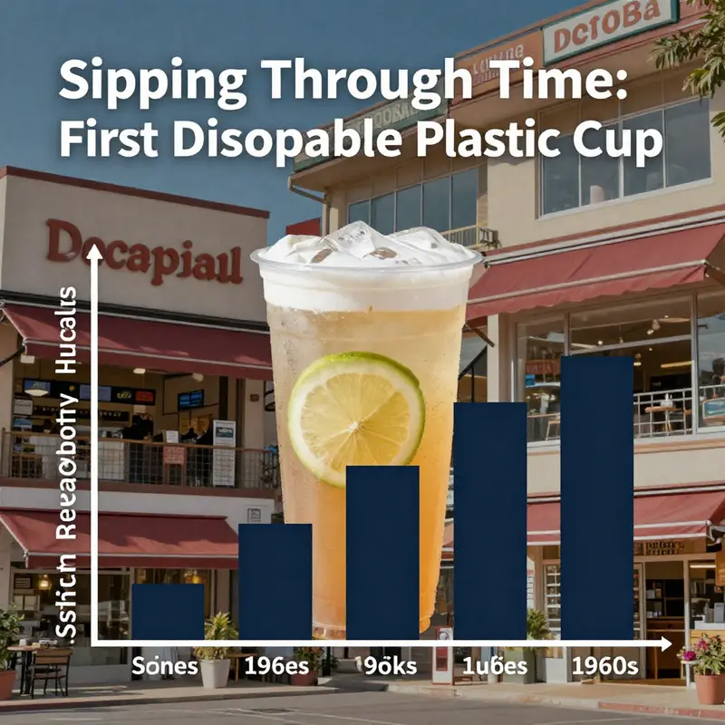 A visual timeline of disposable cup innovations, from the 1960s to the modern era.