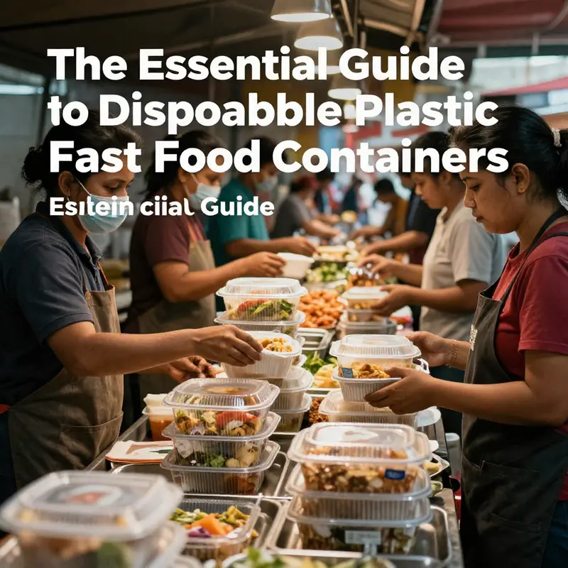 A diverse array of disposable plastic fast food containers highlighting different materials and designs.