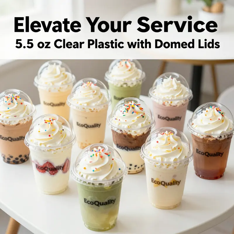 EcoQuality cups showcasing a vibrant collection of desserts, highlighting their usability for various occasions.