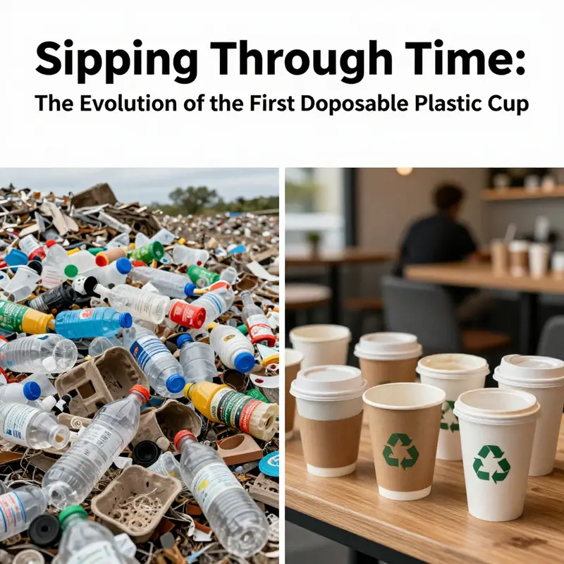 A visual timeline of disposable cup innovations, from the 1960s to the modern era.