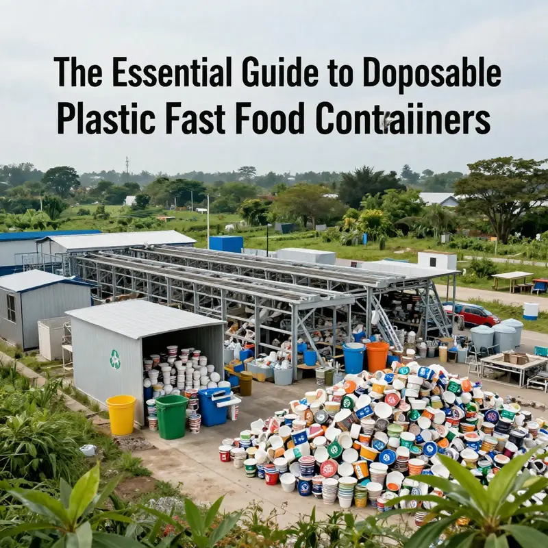 A diverse array of disposable plastic fast food containers highlighting different materials and designs.