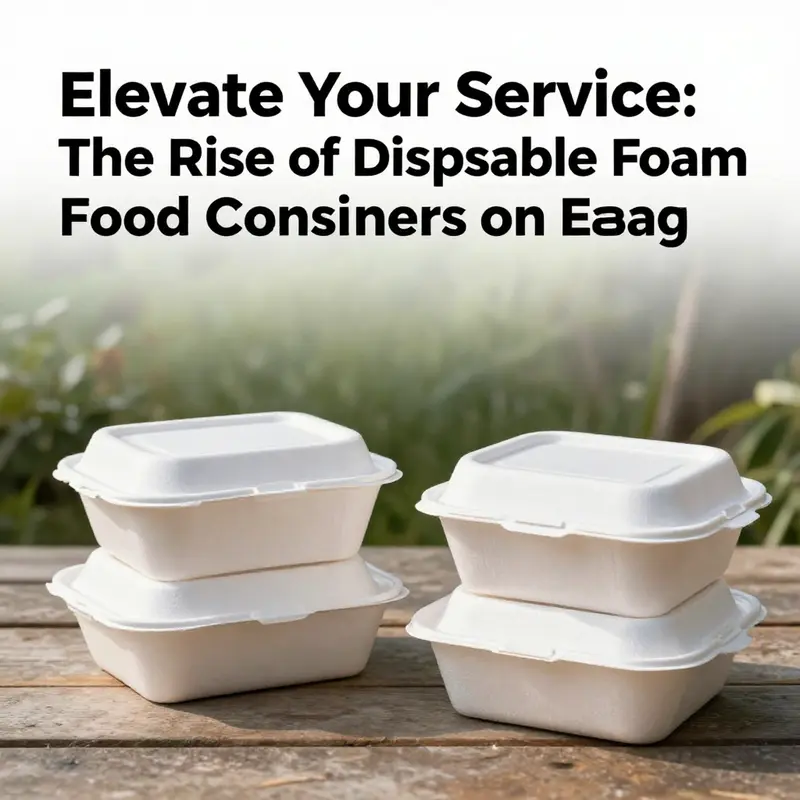 A diverse selection of disposable foam food containers showcasing their popularity on eBay for food service professionals.