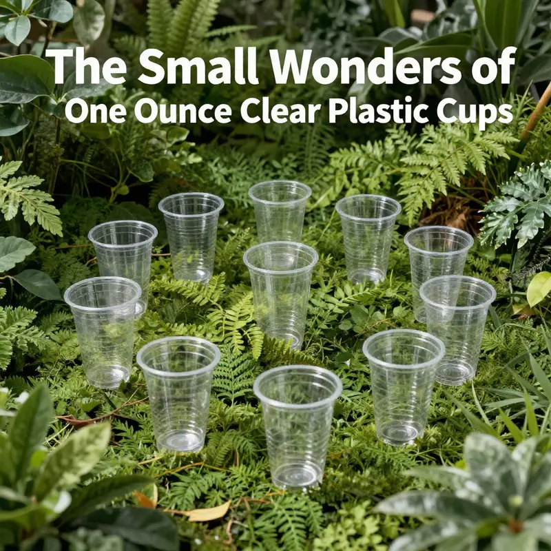 One ounce clear plastic cups filled with sauces and desserts highlighting their versatile applications in food service.