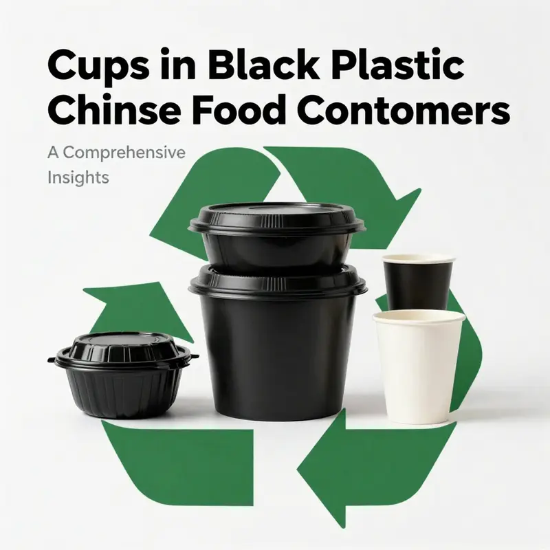 Detailed specifications of black plastic Chinese food containers highlighting their size and characteristics.