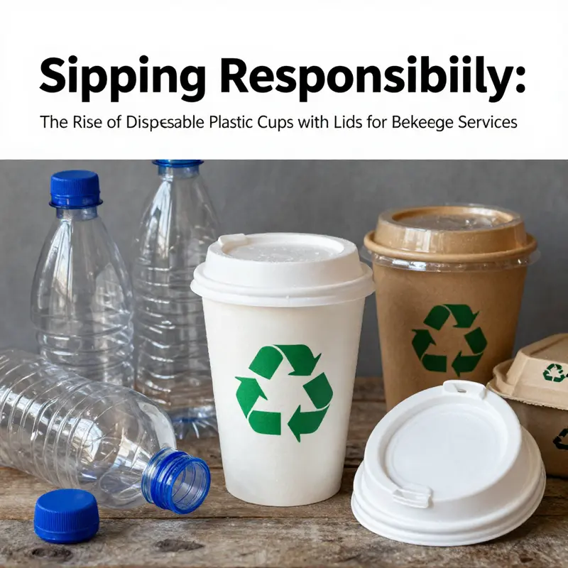 An informative display of the materials used in disposable plastic cups, highlighting PET and PLA options.
