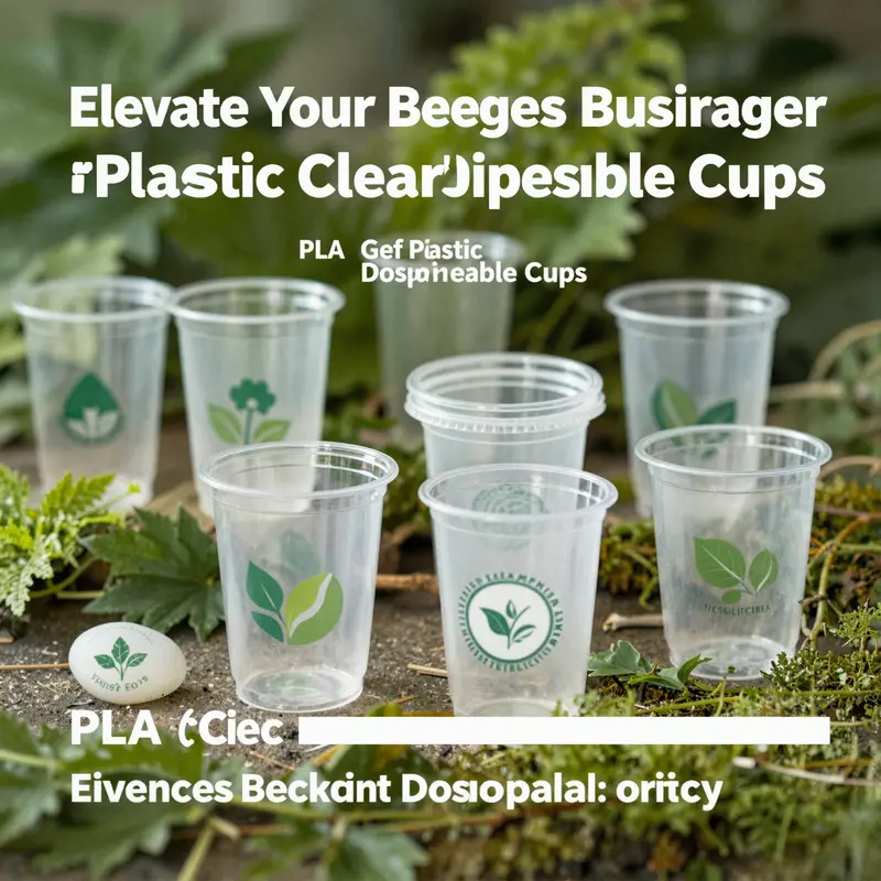 Different types of plastic clear disposable cups made from PP and PLA, showcasing their characteristics.