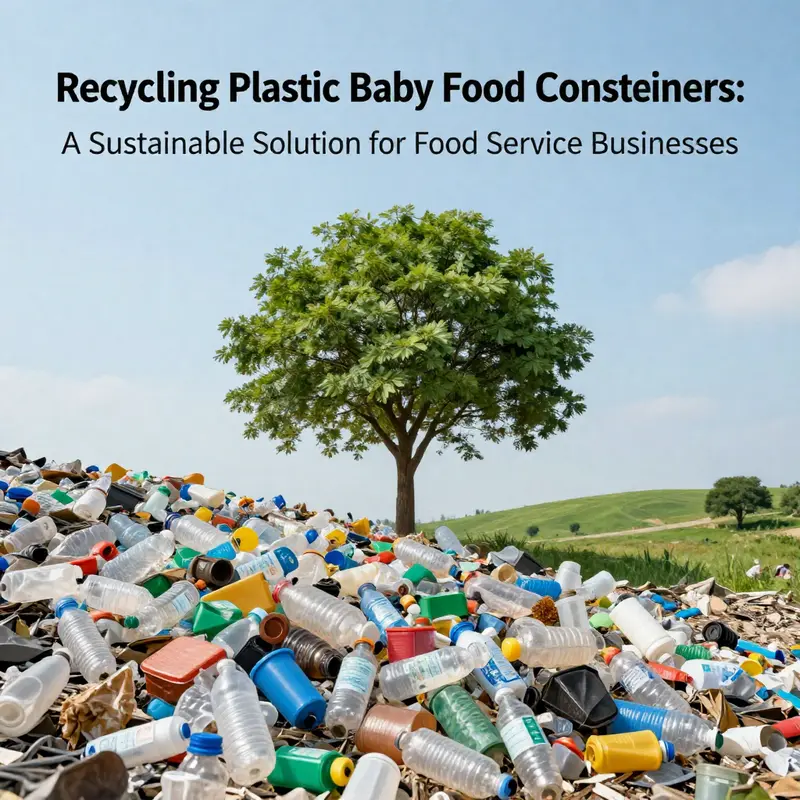 Infographic depicting the recycling journey of plastic baby food containers.