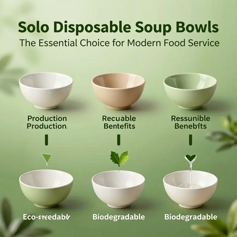 A variety of solo disposable soup bowls showcasing innovations in materials, including eco-friendly and heat-resistant options.
