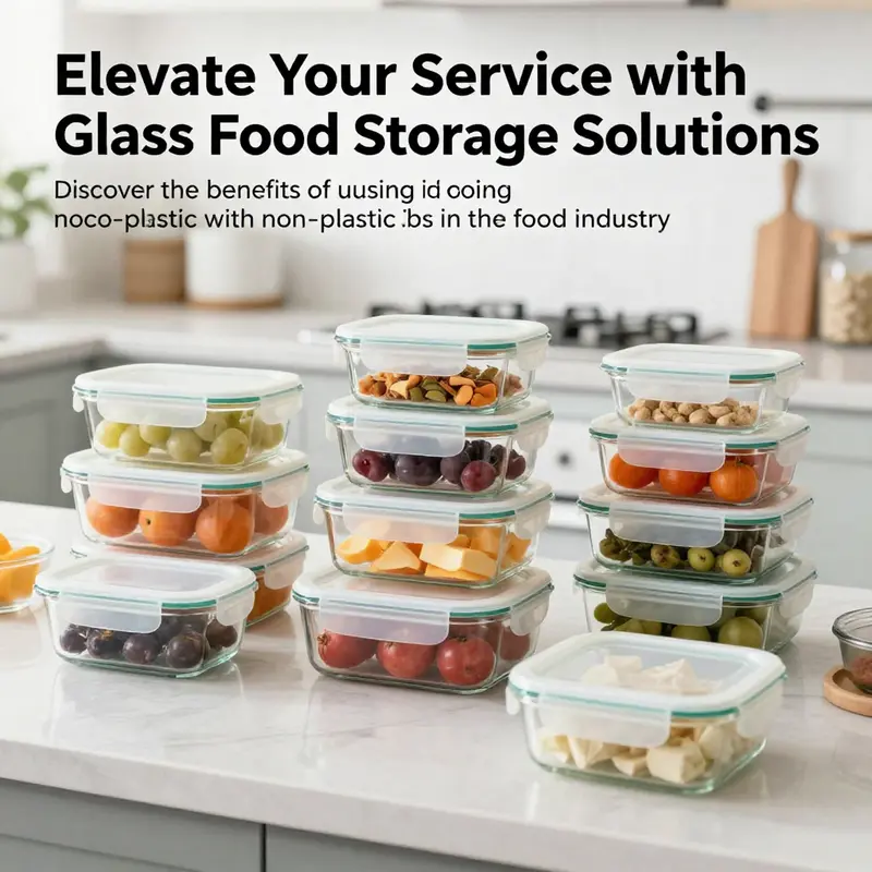 A vibrant display of assorted glass food storage containers filled with colorful foods, exemplifying the benefits of choosing glass.