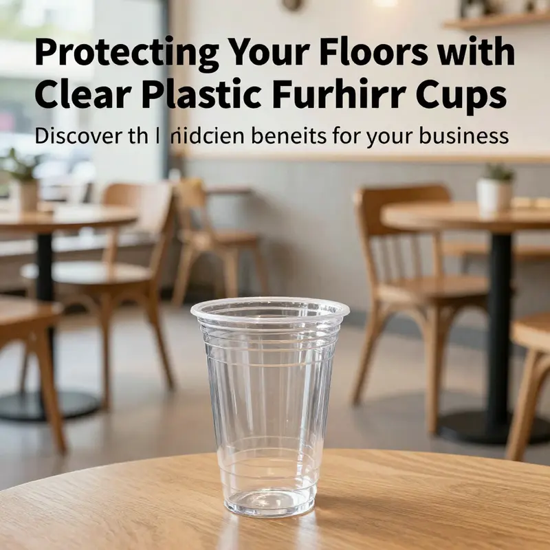 A lively cafe interior with clear plastic furniture cups protecting the floor underneath chairs and tables.