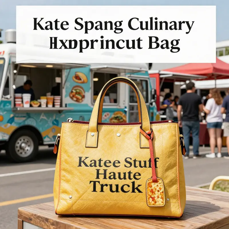 A colorful Kate Spade Haute Stuff Taco Truck Bag featured prominently in a bustling food market.