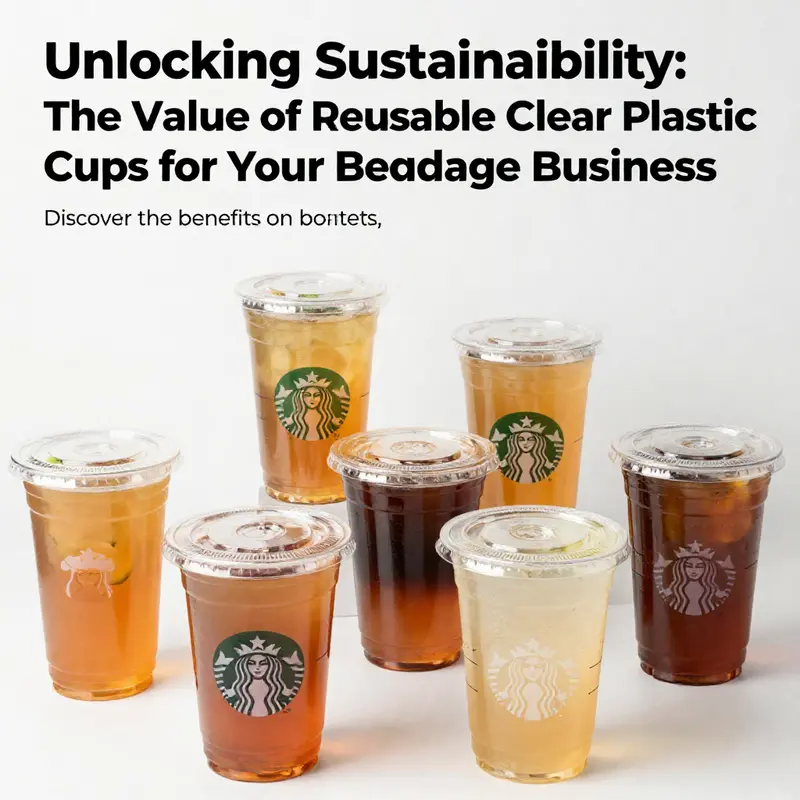 Array of reusable clear plastic cups filled with beverages, demonstrating their versatility and market appeal.