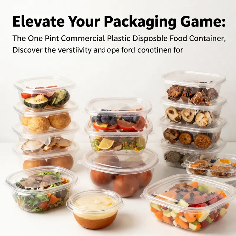 An attractive arrangement of various one pint disposable food containers filled with different foods, highlighting their versatile use in food service.
