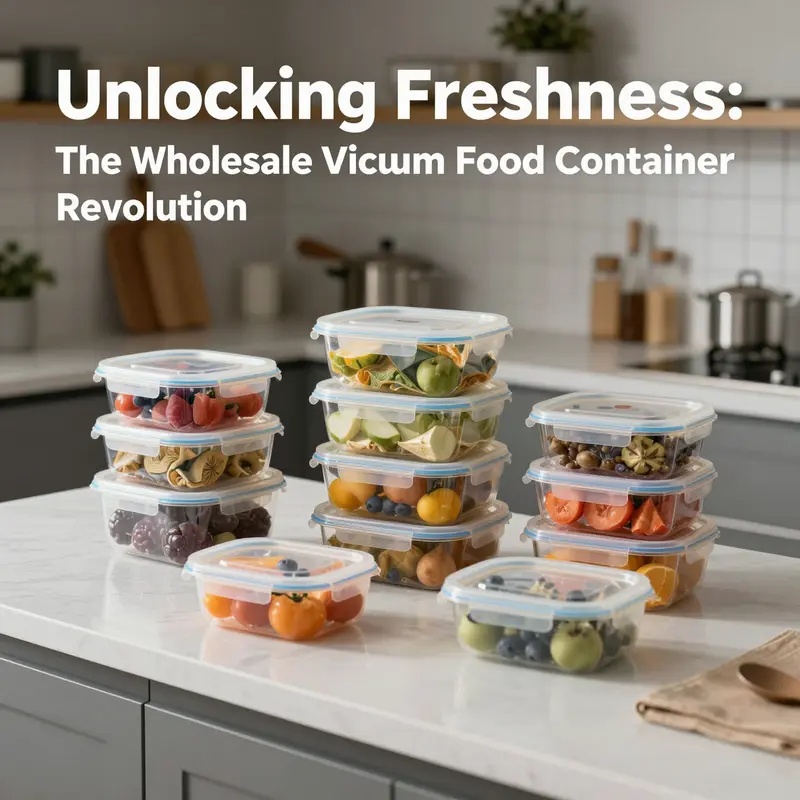 A variety of appealing vacuum food containers on a kitchen countertop, showcasing their design and versatility.