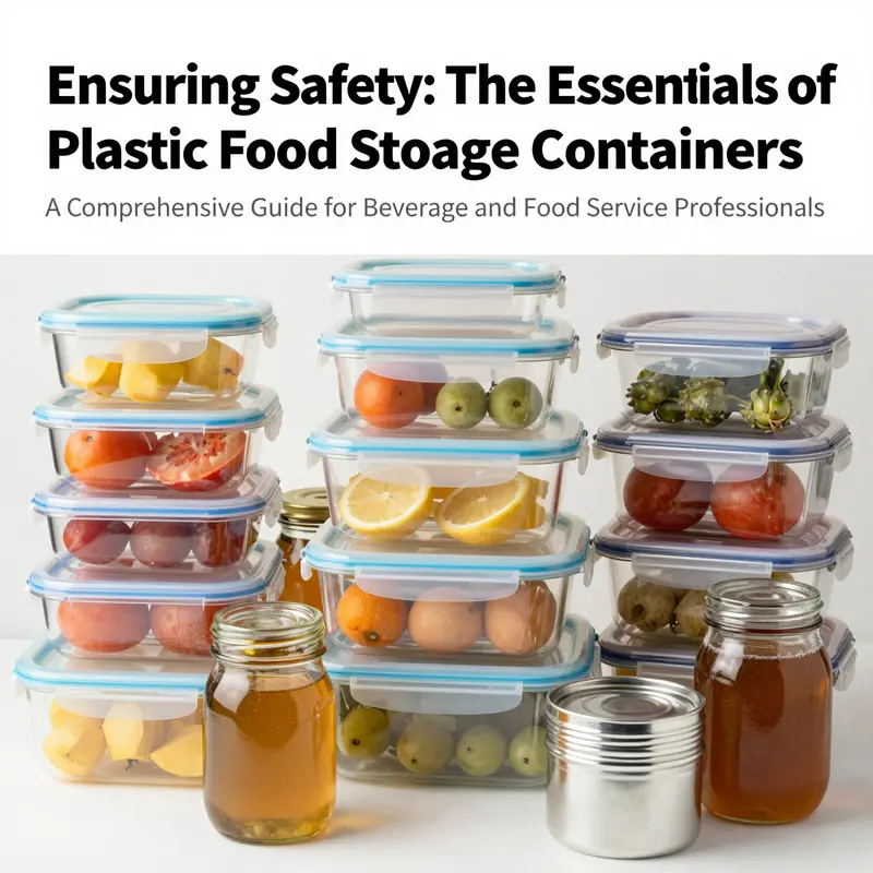 A colorful collage of diverse food storage containers including plastic, glass, and metal options.