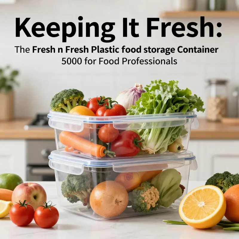 The Fresh n Fresh Plastic Food Storage Container 5000 showcasing its use in food storage with fresh ingredients.