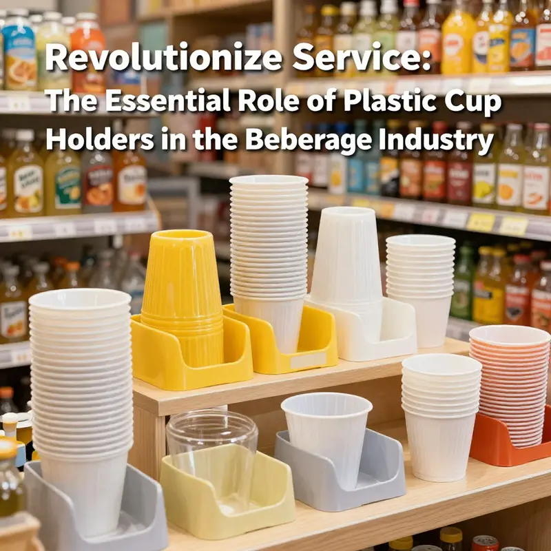 Functional designs of plastic cup holders optimizing space and hygiene in beverage settings.
