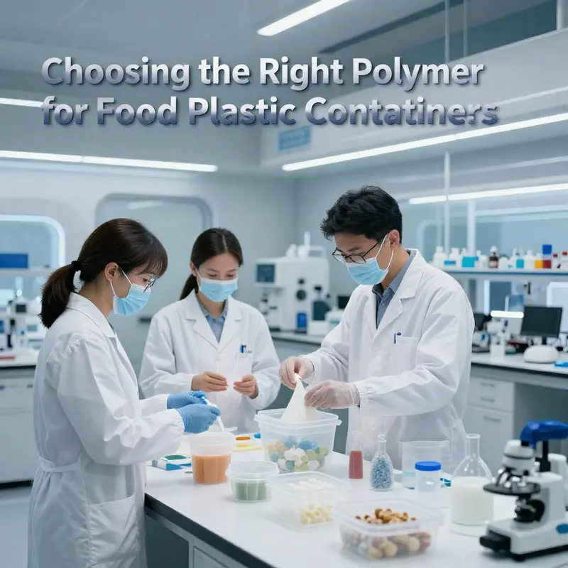 Different food containers made from various polymers highlighting their uses.