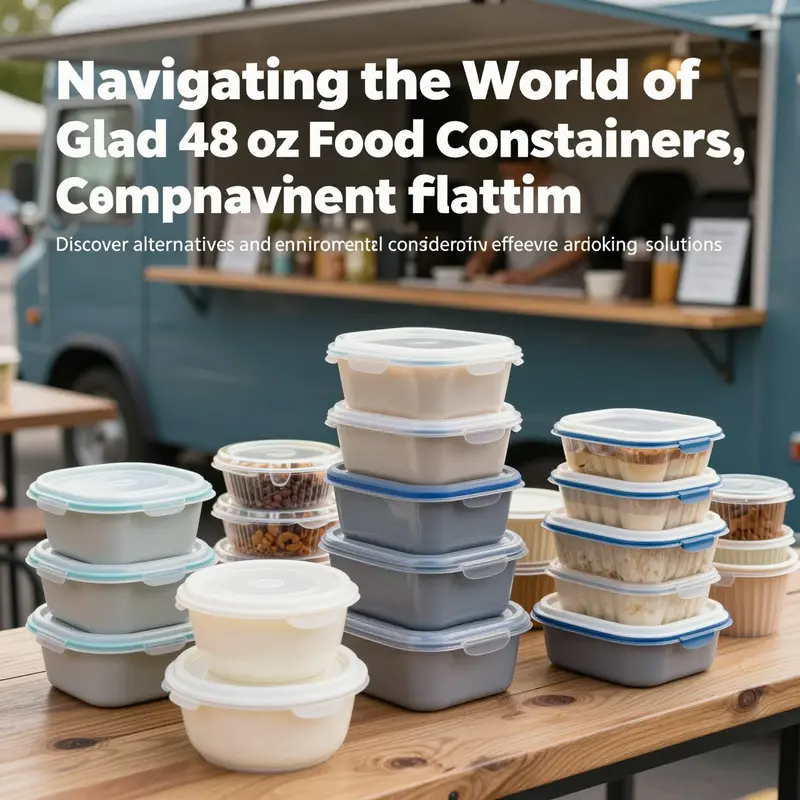 A vivid image showcasing Glad food storage solutions and various disposable food containers in a lively food service setting.