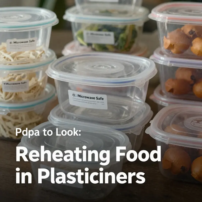 A display of microwave-safe plastic containers in a bustling restaurant kitchen.