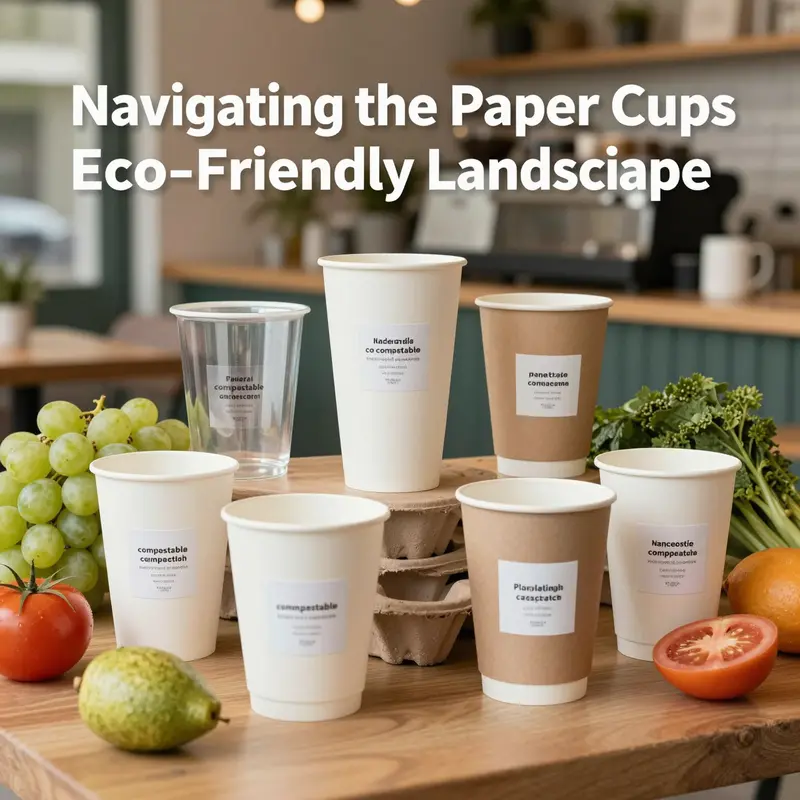 The contrasting imagery showcases the paradox of paper cups being perceived as eco-friendly despite their environmental drawbacks.