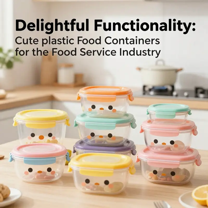 A diverse collection of cute plastic food containers featuring innovative designs that cater to different culinary needs.