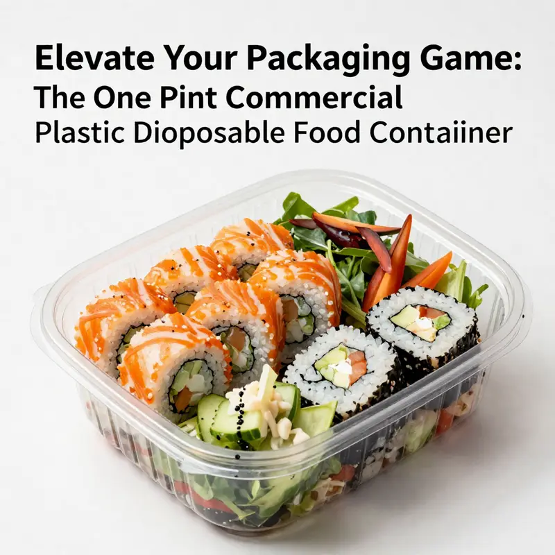 Key features of the one pint container showcased with food items, highlighting transparency and usability.