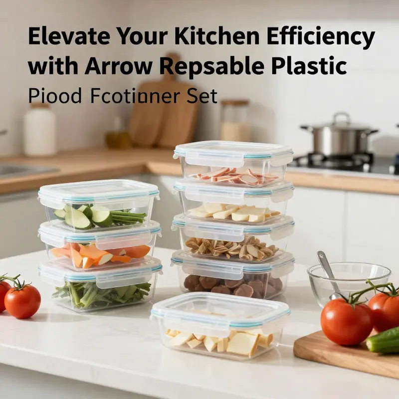 Arrow Reusable Plastic Food Storage Containers displayed in a kitchen, highlighting their durability and versatility.