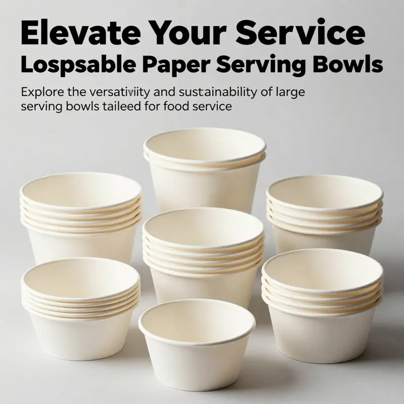 An artistic arrangement of large disposable paper serving bowls displaying a variety of eco-friendly options.
