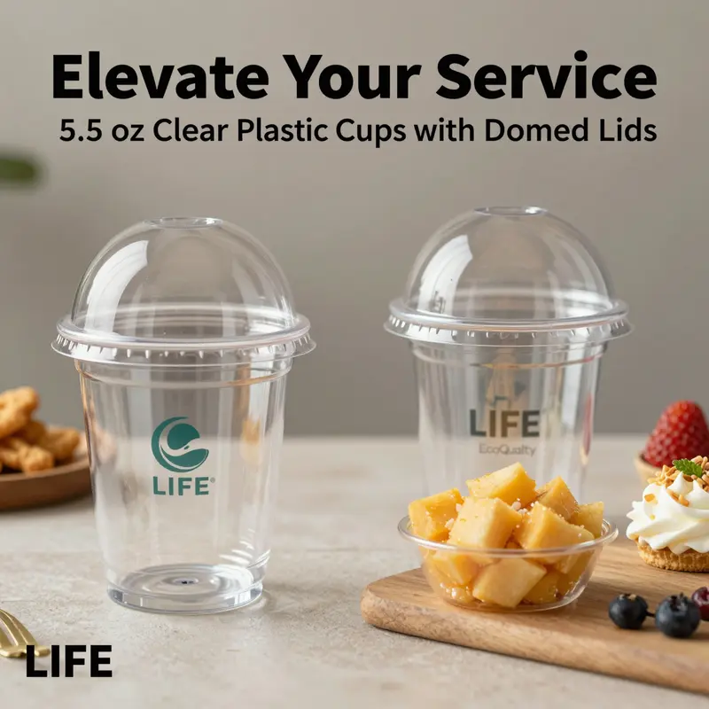 EcoQuality cups showcasing a vibrant collection of desserts, highlighting their usability for various occasions.