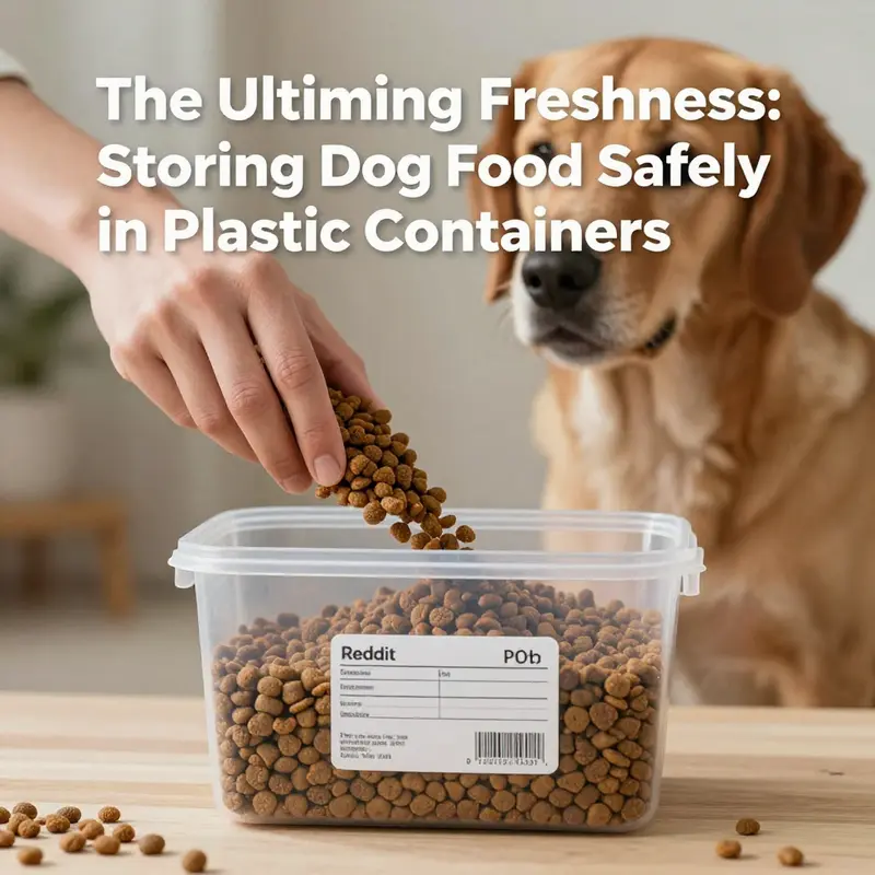 An organized pantry illustrates best practices in storing dog food securely in plastic containers.