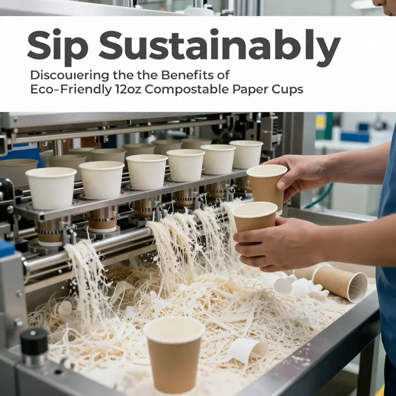 Eco-friendly 12oz compostable paper cups showcasing sustainable design.
