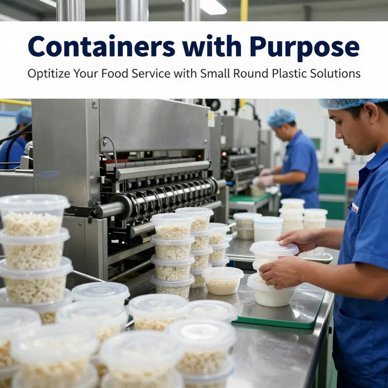 Diverse styles of small round plastic food containers adapted for various culinary needs.