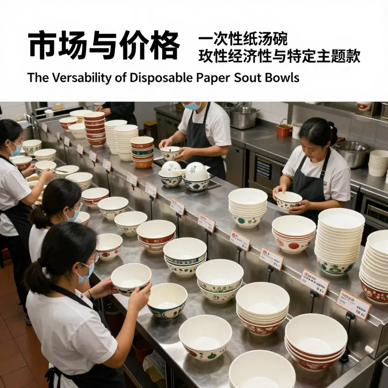 Various designs of disposable paper soup bowls highlighting their functional coatings and aesthetic appeal.