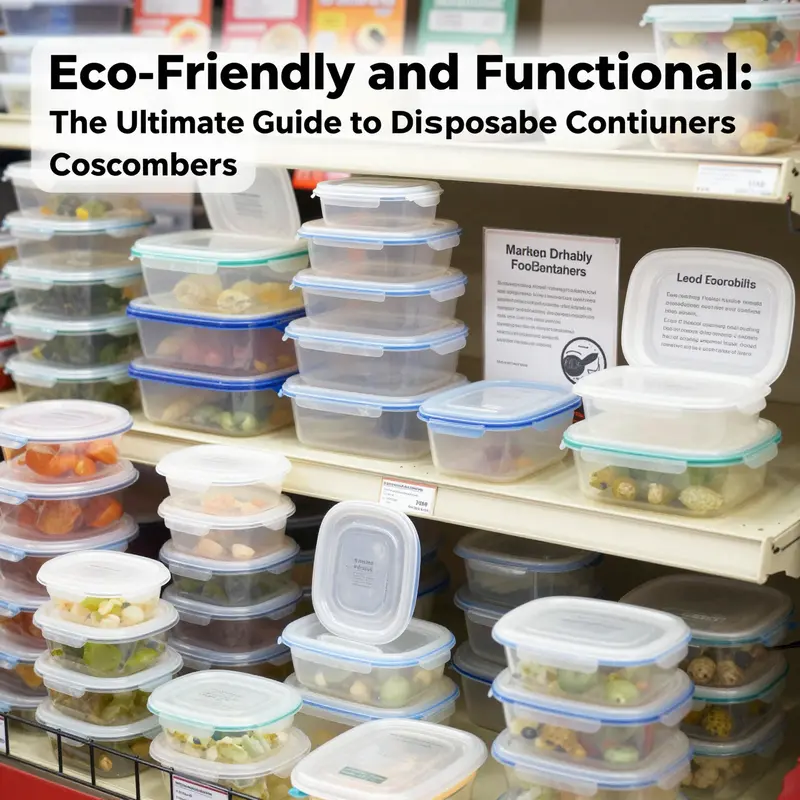 A variety of disposable food storage containers made from plastic and eco-friendly materials.
