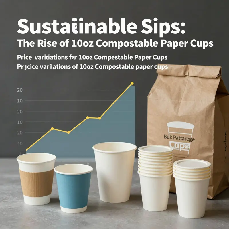 10oz compostable paper cups made from eco-friendly materials, demonstrating their sustainable composition.