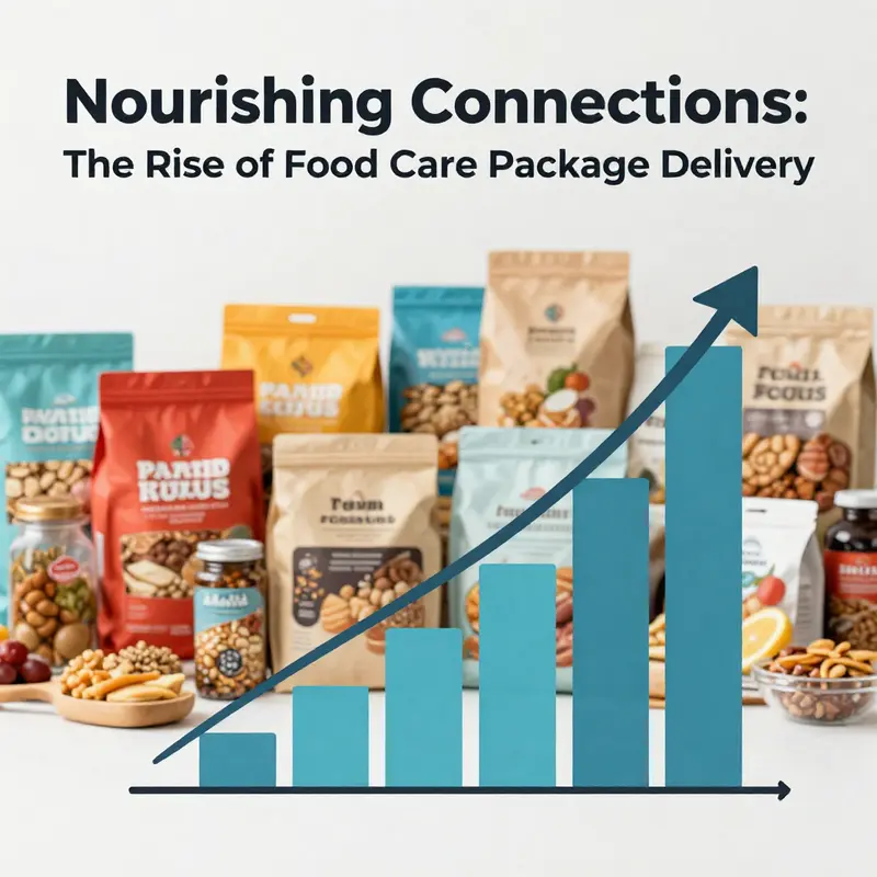 An artistically curated food care package showcasing a variety of comforting culinary delights.