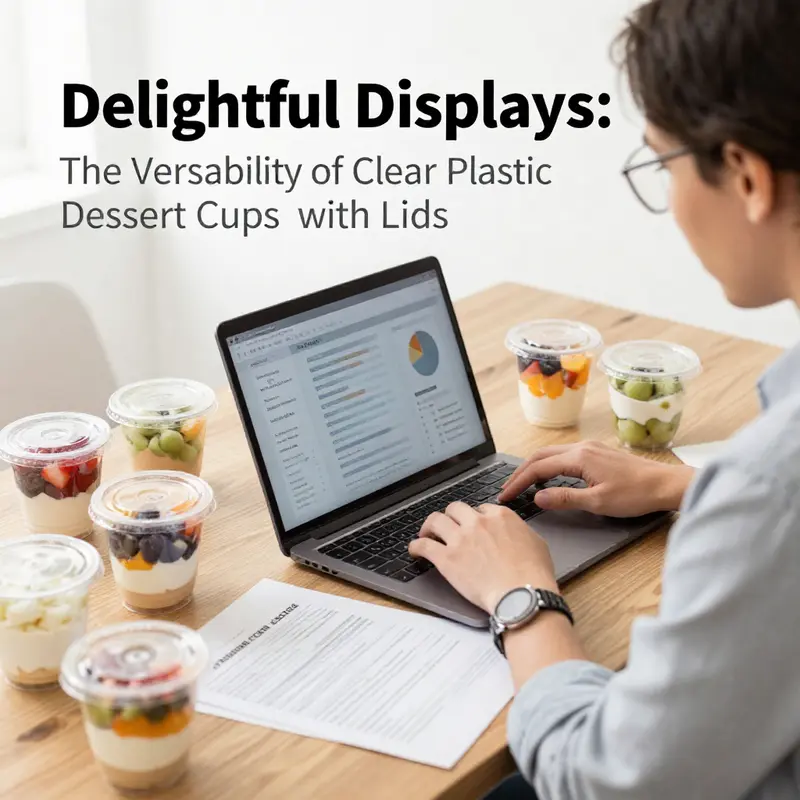 A variety of desserts showcased in clear plastic cups, highlighting their application in culinary settings.