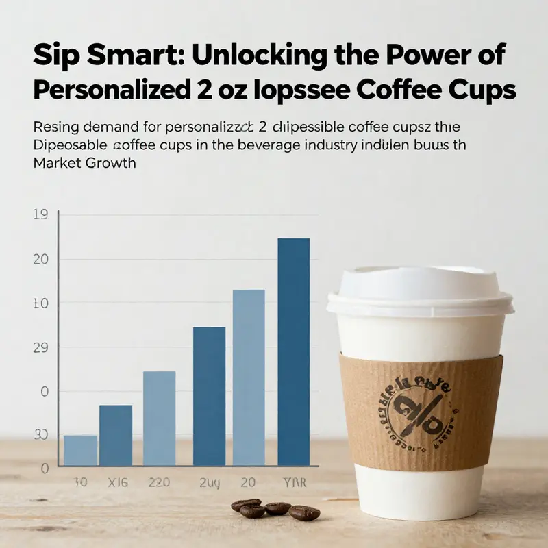 Various designs of personalized 2 oz disposable paper cups highlight branding creativity for cafes and beverage businesses.