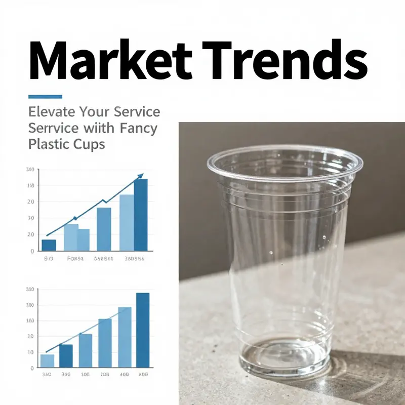 Elegant design elements of fancy clear plastic cups enhance beverage presentation.