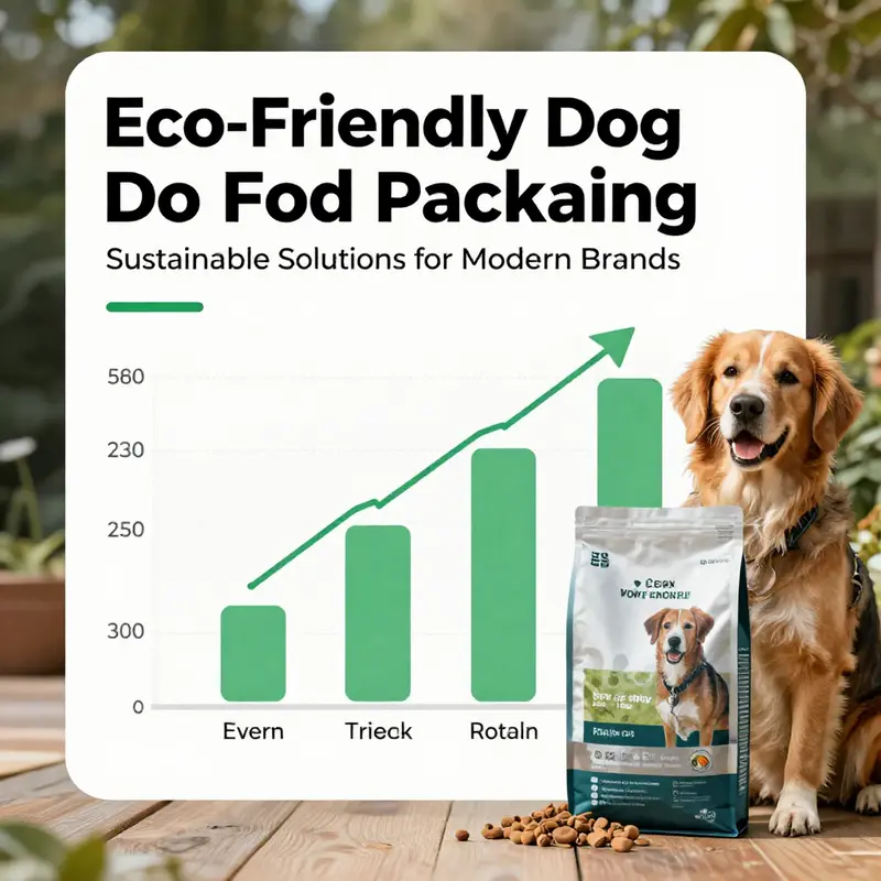 Diverse eco-friendly dog food packaging solutions that combine functionality with sustainability.