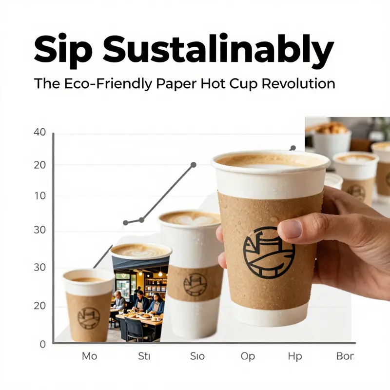 A variety of eco-friendly paper hot cups made from sustainable materials, illustrating their commitment to renewable resources.