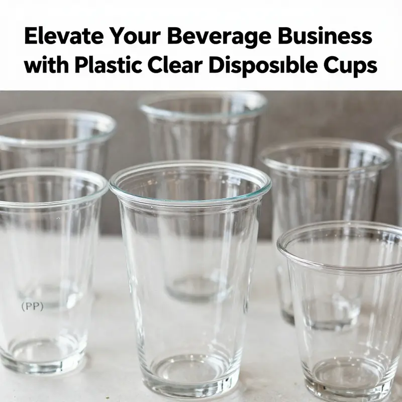 Different types of plastic clear disposable cups made from PP and PLA, showcasing their characteristics.