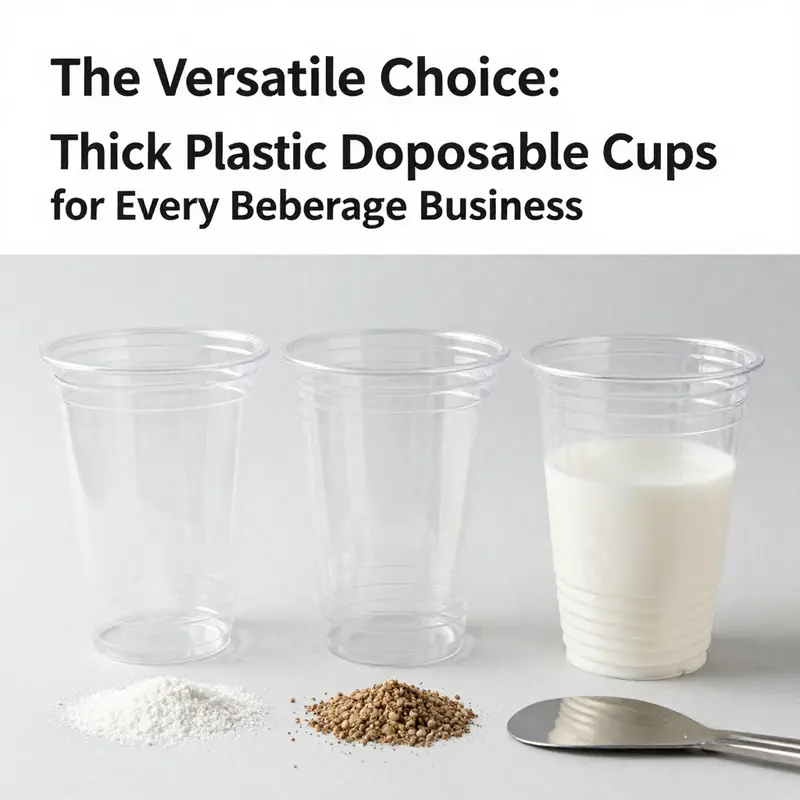 Thick plastic disposable cups proven durable in a bubble tea shop environment.