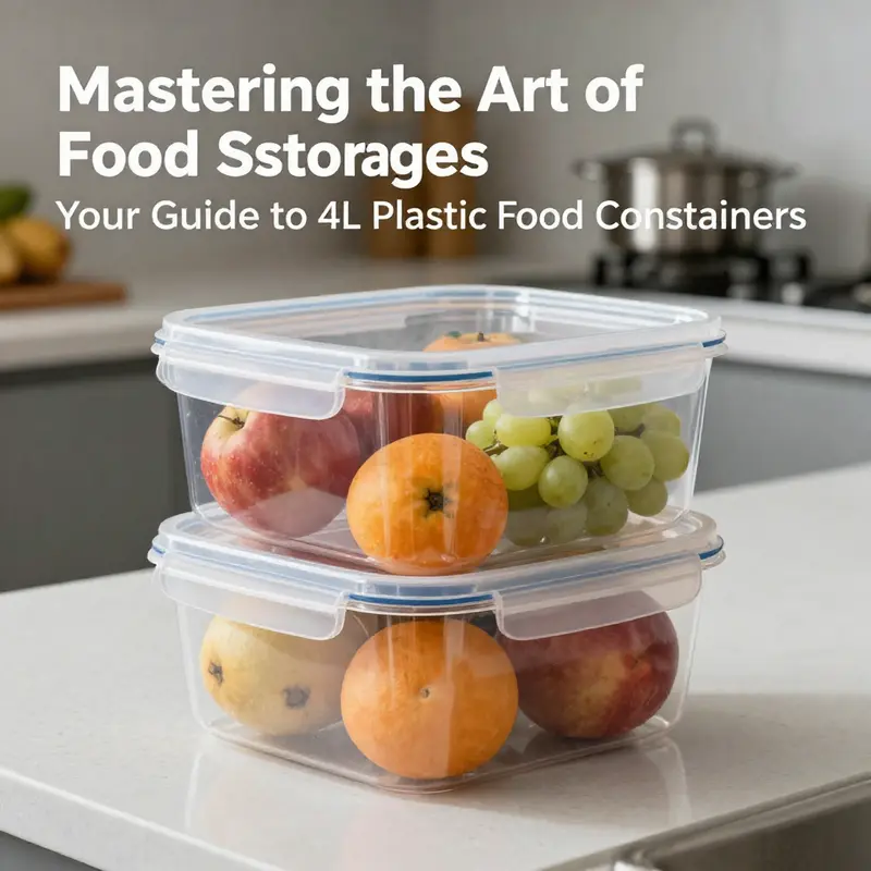 Showing the durable and safe material of a 4L plastic food container.